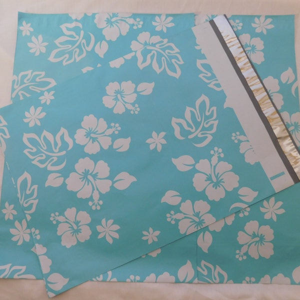 10-100 12x15.5 Designer Teal Hawaiian Poly Mailers Self Seal Adhesive Plastic Flat Envelope Water Resistant Shipping Tear Proof Lightweight