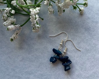 Blue Crystal Rock Earrings