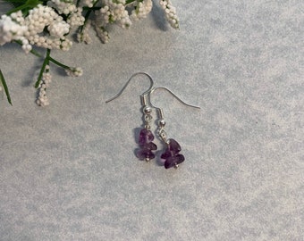 Purple Crystal Rock Earrings
