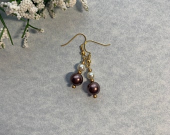 Purple and White Pearl Earrings