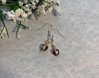 Crystal Brown Beaded Earrings