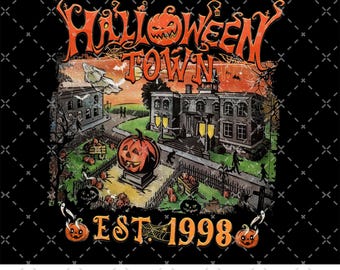 Halloweentown University 1998 PNG, Spooky Season, Halloween Town Est 1998, Vintage Pumpkin Halloweentown, Happy Halloween, Funny Halloween