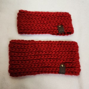 Chunky Red Crochet Mommy and Me Ear Warmers