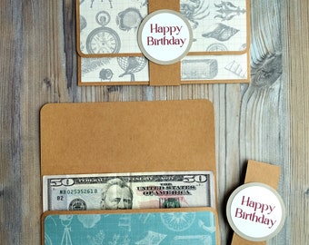 Cartera masculina para dinero: monedero personalizable para tarjetas de regalo de cumpleaños.