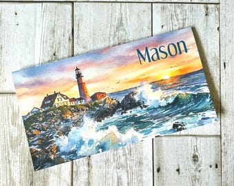 Tarjetero de cumpleaños personalizado – Tarjeta de faro con sobre