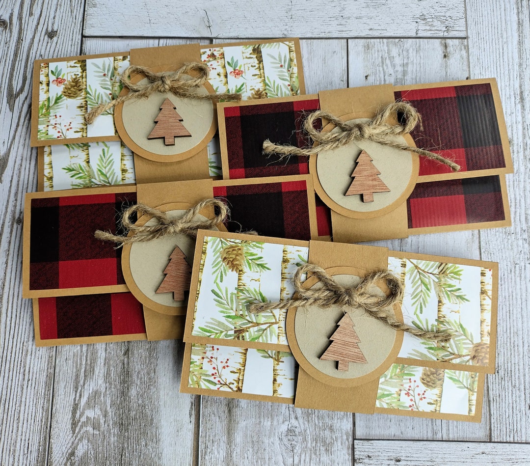 Handmade Christmas Gift Card Holders Set Rustic Woodsy Trees Country ...