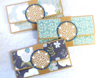 Tarjetero floral hecho a mano: Cartera para tarjetas de regalo con sobre