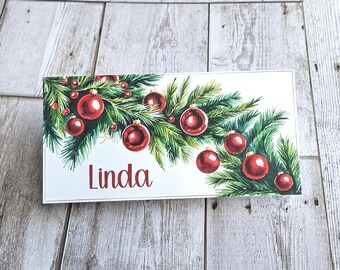 Tarjetero navideño personalizado: sobre con adorno decorativo