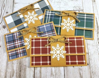 Juego de 4 tarjeteros navideños hechos a mano - Cuadros festivos