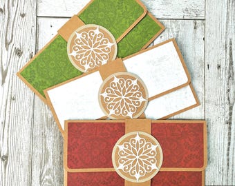 Juego de 3 tarjeteros navideños - Tarjetero de bolsillo para regalar en Navidad