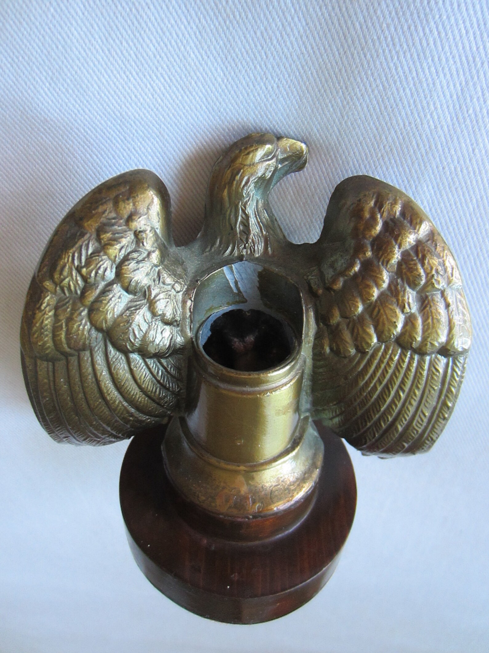 Bronze Eagle Candle Holder Circular Mahogany Stand Etsy