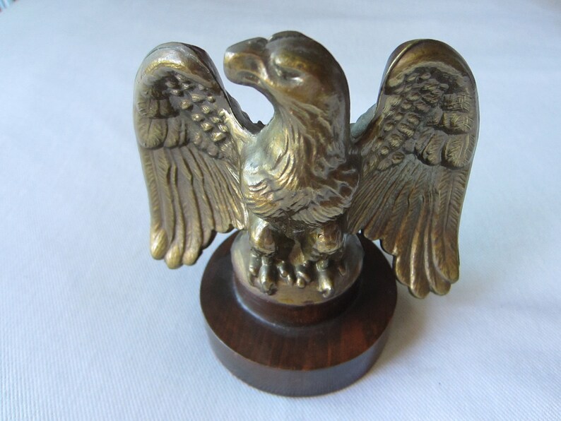 Bronze Eagle Candle Holder Circular Mahogany Stand Etsy