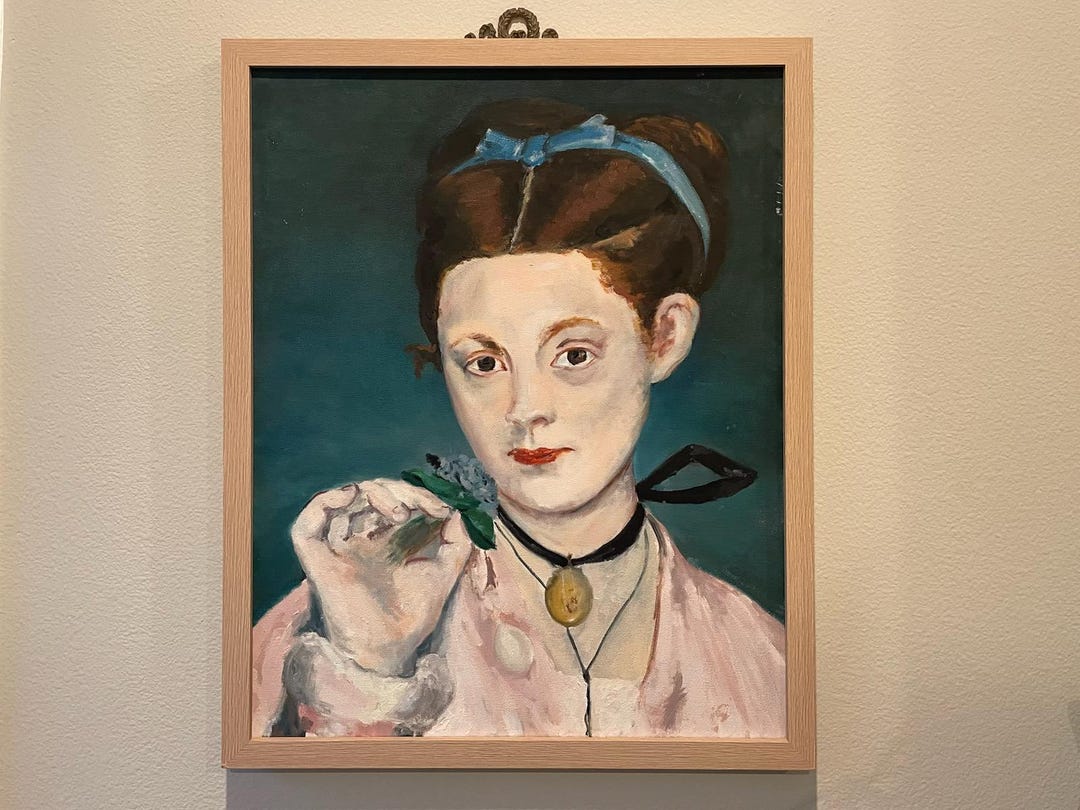 Folk Art Woman With Blue Headband Framed Portrait Oil on Canvas - Etsy
