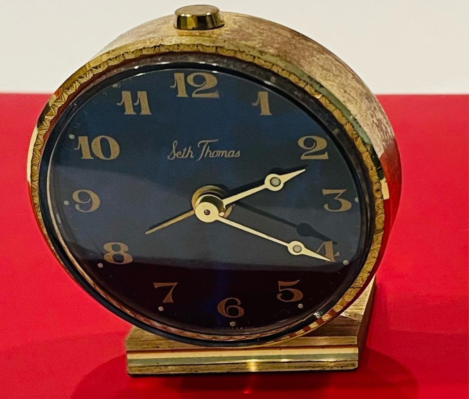 Seth Thomas Germany Blue Dial Travel Clock Hand Winding Etsy