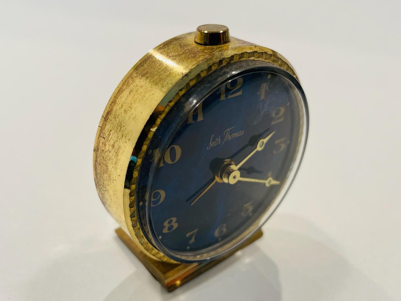 Seth Thomas Germany Blue Dial Travel Clock Hand Winding Etsy