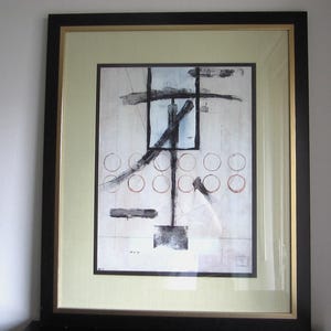 Abstract Lithograph Contemporary Print Artist Monogram Original Frame Scripted