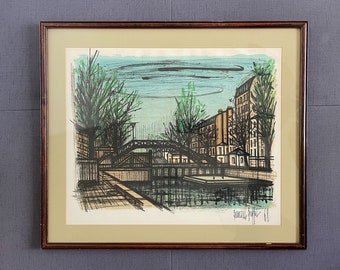 Bernard Buffet Canal St Martin Mid Century Signed Dated Lithograph Artist Proof Original Frame