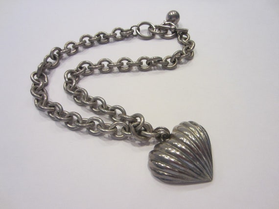 Anne Klein Heart Pendant Chain Silver Metal Neckl… - image 1