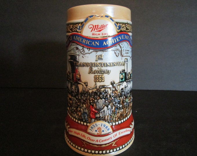 1988 Miller "1st Transcontinental Railway" Stein - Great American Achievements Series
