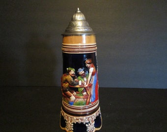 Original King Lidded Stein - "Trinke klar, zahle bar"
