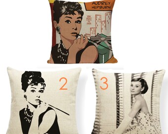 AUDREY HEPBURN PINK ALL OVER CUSHION COVER PILLOW CASE FASHION IDEAL GIFT