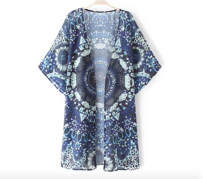 Mandala pattern cover up Navy Blue Clothing Boho Chic | Etsy