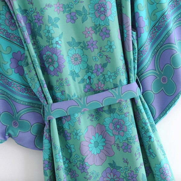 Bimba Printed Kaftan Classy Beach Coverup Kimono De Algodón