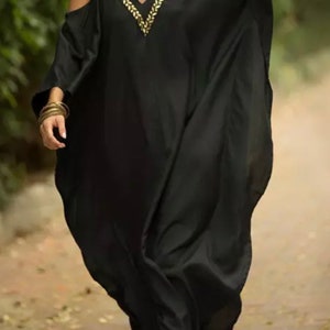 Black and Gold Embroidered Kaftan Cover Ups Long Dress Beach - Etsy