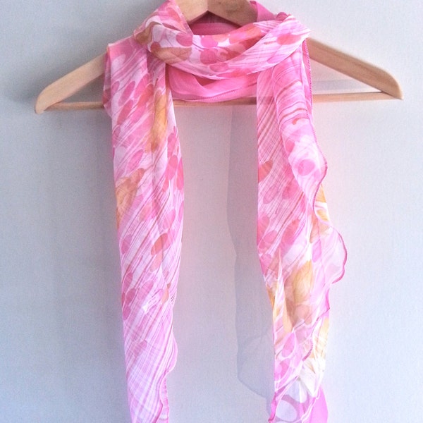 scarf, Available in 2 colors,spring, summer scarf, Shawl,fashion scarf, Silk scarf,pink scarf,for outfit, pink, yellow orange and pink scarf