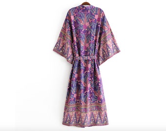 purple floral kimono cardigan