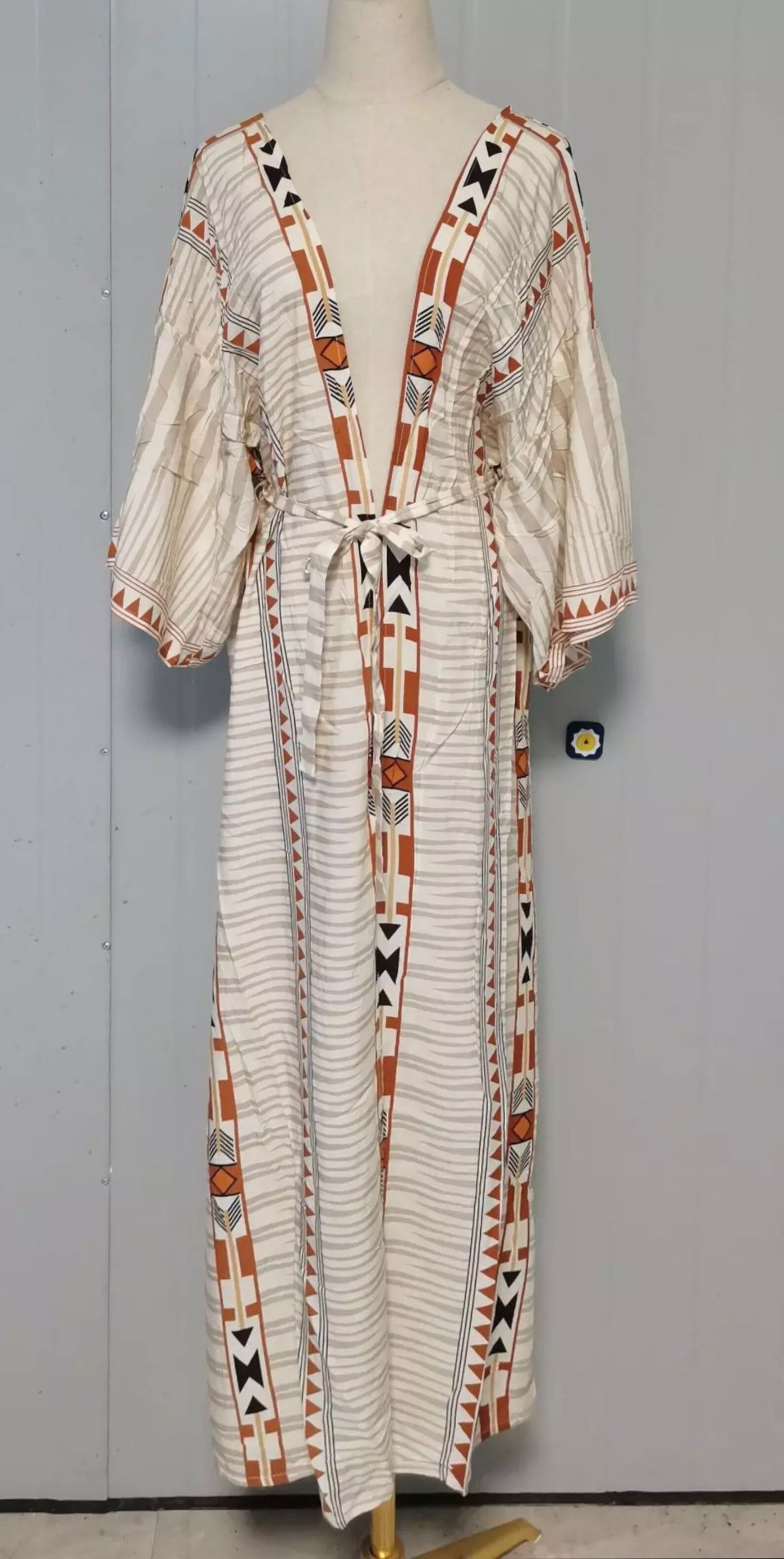 Aztec Pattern Kimono Cotton Cover Up Ivory Color Swimsuit - Etsy