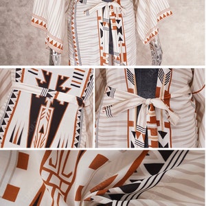 Fuzzy Aztec Pattern Kimono - One Size in Black or Ivory