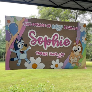 Bluey Birthday Banner, Custom Bluey Party Decoration, Handmade Birthday Backdrop, Personalized Bluey Themed Banner