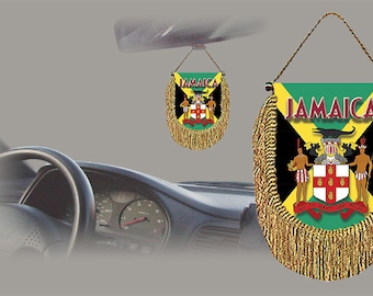 Jamaica rear view mirror world flag car banner pennant