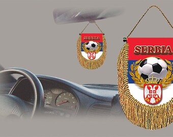 Serbia soccer 2022 rear view mirror car banner pennant