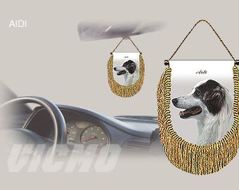 Aidi dog rear view mirror car banner pennant
