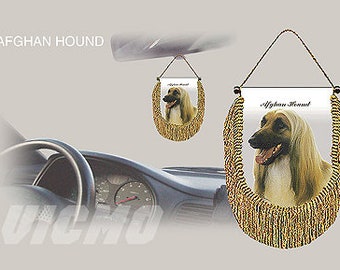 Afghan hound dog rear view mirror car banner pennant
