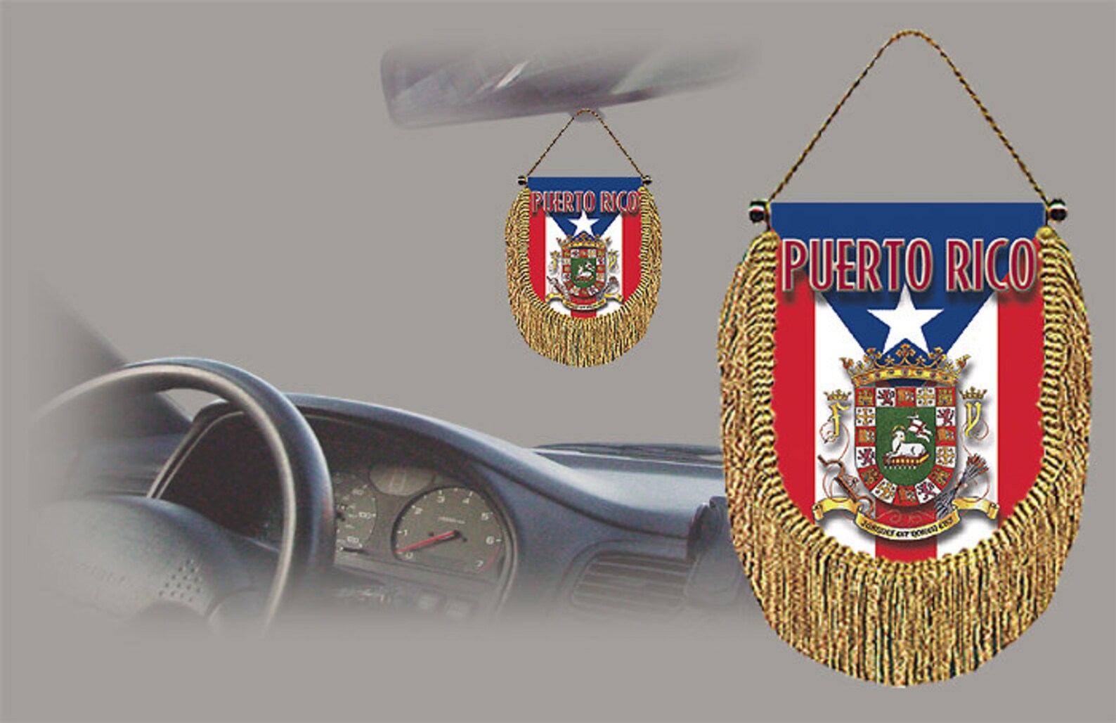 Puerto Rico Rear View Mirror World Flag Car Banner Pennant Etsy