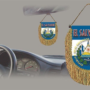 El Salvador rear view mirror world flag car banner pennant