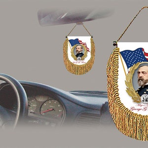 Civil War General GEORGE MEADE rear view mirror flag car banner pennant