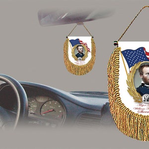 Civil War General WILLIAM TECUMSEH SHERMAN rear view mirror flag car banner pennant