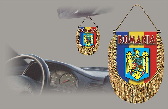 TRUCK DUCK Car Truck Mini Romania Romania Mini Curtain Pennant Flag Banner Suction Cup Mirror Decorative 