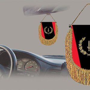 Black American Heritage rear view mirror world flag car banner pennant