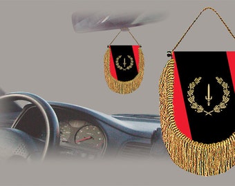 Black American Heritage rear view mirror world flag car banner pennant