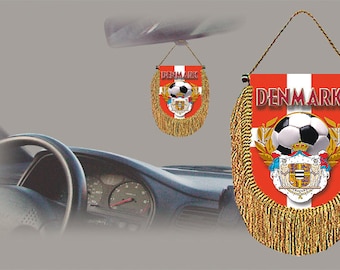 Denmark soccer 2022 rear view mirror car banner pennant