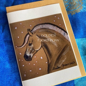 GOLDENE FJORD PONY - verzierte Karte mit Gold Umschlag 10cm x 15cm