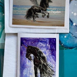 FRISE FANTAISIE embellie - Lot de 2 cartes de voeux vierges décorées à la main avec enveloppes blanches