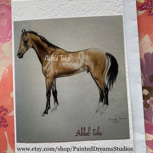 AKHAL TEKE - tarjeta de felicitación blanca en blanco con sobre blanco