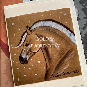 GOLDEN FJORD PONY - Fjord Pony vierge sur papier cartonné crème avec enveloppe crème assortie 4 x 5 po.