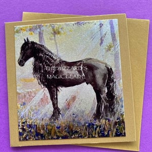 The WIZZARD’S MAGIC GLADE - mini cartão de nota embelezado com envelope dourado 4” x 4”